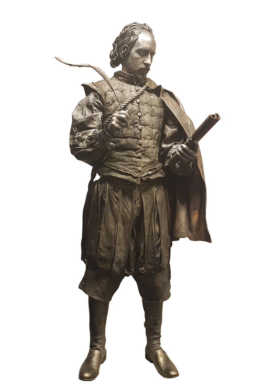A bronze living statue of William Shakespeare